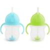 imageMunchkin Any Angle Sippy Cups for Toddlers Spill Proof Weighted Straw Cup with Transition Handles for Babies 6 Months and Up 2 Pack BlueGreenBlueGreen