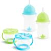 imageMunchkin Any Angle Weighted Toddler Straw Cups with Click Lock Lid 10 Ounce 2 Pack PinkPurpleBlueGreen