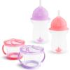 imageMunchkin Any Angle Weighted Toddler Straw Cups with Click Lock Lid 10 Ounce 2 Pack PinkPurplePinkPurple