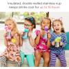 imageMunchkin Cool Cat Sippy Cup for Toddlers Stainless Steel Straw Cup 8 Ounce PurpleBlue