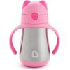 imageMunchkin Cool Cat Sippy Cup for Toddlers Stainless Steel Straw Cup 8 Ounce PurplePink