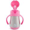 imageMunchkin Cool Cat Sippy Cup for Toddlers Stainless Steel Straw Cup 8 Ounce PurplePink