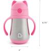 imageMunchkin Cool Cat Sippy Cup for Toddlers Stainless Steel Straw Cup 8 Ounce PurplePink