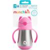 imageMunchkin Cool Cat Sippy Cup for Toddlers Stainless Steel Straw Cup 8 Ounce PurplePink
