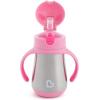 imageMunchkin Cool Cat Sippy Cup for Toddlers Stainless Steel Straw Cup 8 Ounce PurplePink