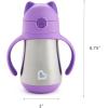 imageMunchkin Cool Cat Sippy Cup for Toddlers Stainless Steel Straw Cup 8 Ounce PurplePurple