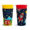 imageMunchkin Glow in The Dark Toddler Sippy Cup with Miracle 360 Spoutless Spill Proof Drinking Edge 9 Ounce Astronaut RedMulticolor