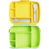 imageMunchkin Lunch Bento Box for Kids and Toddlers Includes Stainless Steel Utensils BPAFree 18 Months and Up BlueGreenYellowGreen