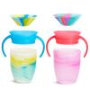 imageMunchkin Miracle 360 Trainer Sippy Cups with Handles Spill Proof 7 Ounce Tropical Swirl 2 Pack BluePink