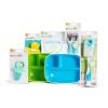 imageMunchkin New Beginnings Baby Gift Set Includes Feeding Utensils Divided Plates Bottle Brush Bath Toy and Teether BlueBlue