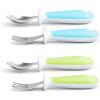 imageMunchkin Raise Toddler Fork and Spoon Utensil Set Rest Keeps Tip Off Table BPA Free 4 Pack BlueGreenBlueGreen