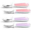 imageMunchkin Raise Toddler Fork and Spoon Utensil Set Rest Keeps Tip Off Table BPA Free 4 Pack BlueGreenPinkPurple