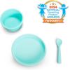 imageMunchkin Silicone Baby Feeding Set Toddler Suction Bowl Plate and Spoon Baby Led Weaning and Infant Self Feeding Cest Silicone Mealtime Set 4 Months and Up BPA Free MintMint