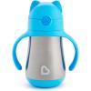 imageMunchkin Cool Cat Sippy Cup for Toddlers Stainless Steel Straw Cup 8 Ounce PurpleBlue
