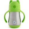 imageMunchkin Cool Cat Sippy Cup for Toddlers Stainless Steel Straw Cup 8 Ounce PurpleGreen
