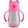 imageMunchkin Cool Cat Sippy Cup for Toddlers Stainless Steel Straw Cup 8 Ounce PurplePink