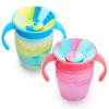 imageMunchkin Miracle 360 Trainer Sippy Cups with Handles Spill Proof 7 Ounce Tropical Swirl 2 Pack BluePink