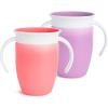 imageMunchkin Sippy Cup for 6 Month Old and Up Spill Proof Miracle 360 Toddler Cups with Transition Handles 7 Ounce 2 Pack PinkPurple2 Pack