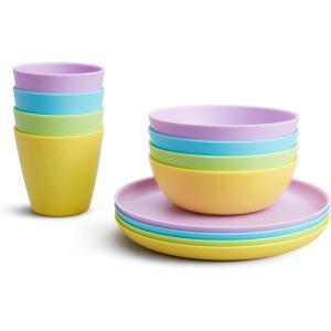 imageMunchkin 12pc Baby and Toddler Feeding Supplies Set  Includes Plates Bowls and Cups12 Count Pack of 1