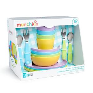imageMunchkin 16pc Baby and Toddler Feeding Supplies Set  Includes Plates Bowls Cups and Utensils