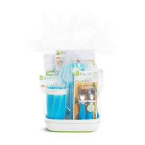 imageMunchkin 1st Birthday BabyToddler Gift Set Includes Sippy Cups Plates Feeding Utensils Snack Catcher Bath Toy and Teether PinkBlue
