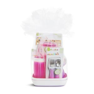 imageMunchkin 1st Birthday BabyToddler Gift Set Includes Sippy Cups Plates Feeding Utensils Snack Catcher Bath Toy and Teether PinkPink