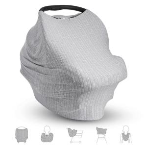 imageMunchkin 5in1 Baby Car Seat Cover  Versatile Nursing Cover Up for Breastfeeding High Chair and Carrier Protection with XtraGuard SilverIon Technology Grey