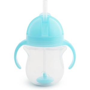 imageMunchkin Any Angle Sippy Cups for Toddlers Spill Proof Weighted Straw Cup with Transition Handles for Babies 6 Months and Up 2 Pack BlueGreenBlue