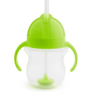 imageMunchkin Any Angle Sippy Cups for Toddlers Spill Proof Weighted Straw Cup with Transition Handles for Babies 6 Months and Up 2 Pack BlueGreenGreen