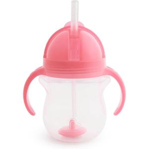 imageMunchkin Any Angle Sippy Cups for Toddlers Spill Proof Weighted Straw Cup with Transition Handles for Babies 6 Months and Up 2 Pack BlueGreenPink