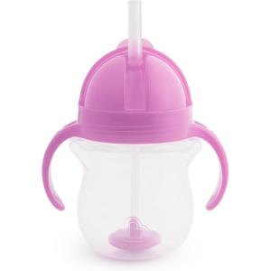 imageMunchkin Any Angle Sippy Cups for Toddlers Spill Proof Weighted Straw Cup with Transition Handles for Babies 6 Months and Up 2 Pack BlueGreenPurple