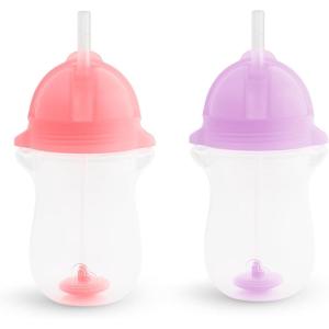 imageMunchkin Any Angle Weighted Toddler Straw Cups with Click Lock Lid 10 Ounce 2 Pack PinkPurplePinkPurple