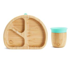 imageMunchkin Bambou Open Training Cup and Divided Suction Plate for Babies and Toddlers NonToxic Bamboo and FoodGrade Silicone