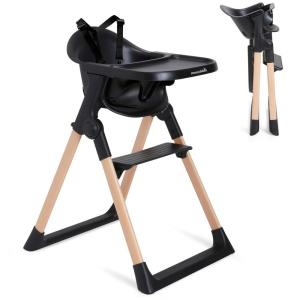 imageMunchkin Float Baby High Chair Foldable and Easy to Clean for Babies and Toddlers White with Wooden LegsBlack