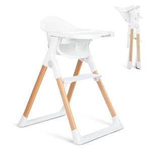imageMunchkin Float Baby High Chair Foldable and Easy to Clean for Babies and Toddlers White with Wooden LegsWhite