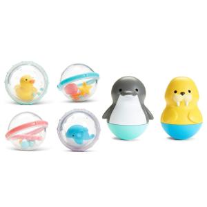 imageMunchkin Float ampamp Play BubblesTM Baby Bath Toy 4 Count and Mold Free Bath Bobbers Walrus ampamp Dolphin
