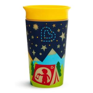 imageMunchkin Glow in The Dark Toddler Sippy Cup with Miracle 360 Spoutless Spill Proof Drinking Edge 9 Ounce Astronaut RedCamping