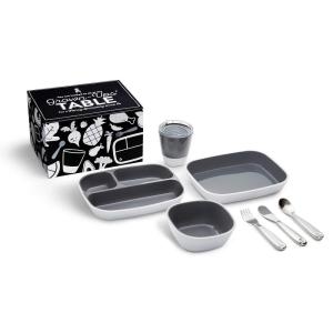 imageMunchkin Grown Ups Table 7pc Toddler Feeding Supplies Gift Set Includes Plates Bowl Open Cup and Stainless Steel Utensils Grey