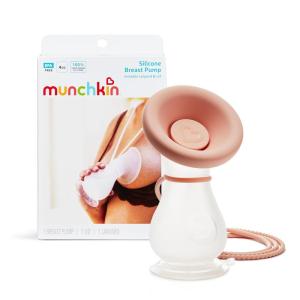 imageMunchkin Manual Breast Pump for Breastmilk Food Grade Silicone BPA Free 4 Ounce  Portable Breastfeeding Essential for Expressing Milk at Home Work and On The Go ClearPinkBreast Pump