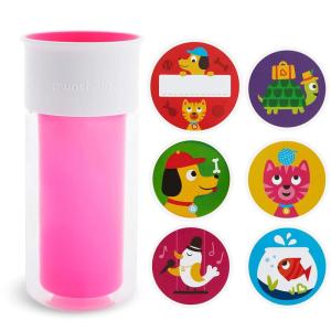 imageMunchkin Miracle 360 Insulated Sippy Cup Includes Stickers to Customize Cup 9 Ounce GreenPink