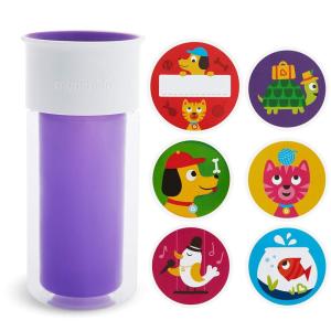 imageMunchkin Miracle 360 Insulated Sippy Cup Includes Stickers to Customize Cup 9 Ounce GreenPurple