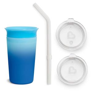 imageMunchkin Miracle 360 Sippy Cup for Toddlers Color Changes with Cold Drinks 9 Ounce PinkBlue  Straw  Sipper Lid