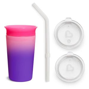 imageMunchkin Miracle 360 Sippy Cup for Toddlers Color Changes with Cold Drinks 9 Ounce PinkPink  Straw  Sipper Lid