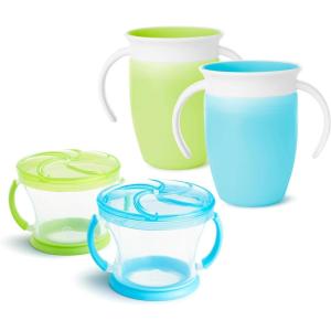 imageMunchkin Miracle 360 Trainer Cup and Snack Catcher 4 Piece Set BlueGreen