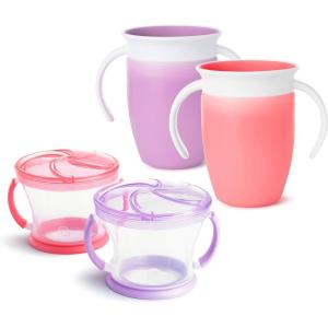 imageMunchkin Miracle 360 Trainer Cup and Snack Catcher 4 Piece Set PinkPurple