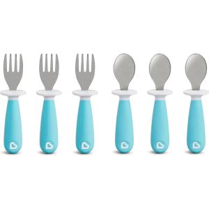 imageMunchkin Raise Toddler Fork and Spoon Utensil Set Rest Keeps Tip Off Table BPA Free 4 Pack BlueGreenBlue