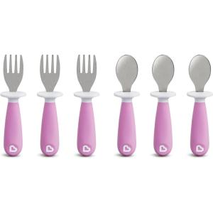imageMunchkin Raise Toddler Fork and Spoon Utensil Set Rest Keeps Tip Off Table BPA Free 4 Pack BlueGreenPurple