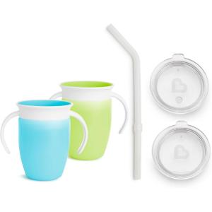 imageMunchkin Sippy Cup for 6 Month Old and Up Spill Proof Miracle 360 Toddler Cups with Straw and Open Sipper Lids 7 Ounce 5pc BlueGreen