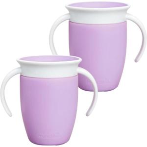 imageMunchkin Sippy Cup for 6 Month Old and Up Spill Proof Miracle 360 Toddler Cups with Transition Handles 7 Ounce 2 Pack BlueGreenLilac 2 Count