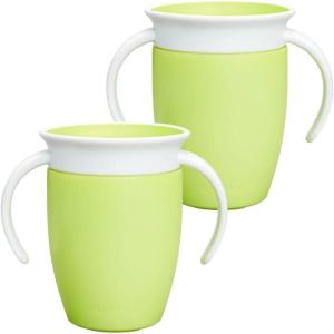 imageMunchkin Sippy Cup for 6 Month Old and Up Spill Proof Miracle 360 Toddler Cups with Transition Handles 7 Ounce 2 Pack BlueGreenLime 2 Count